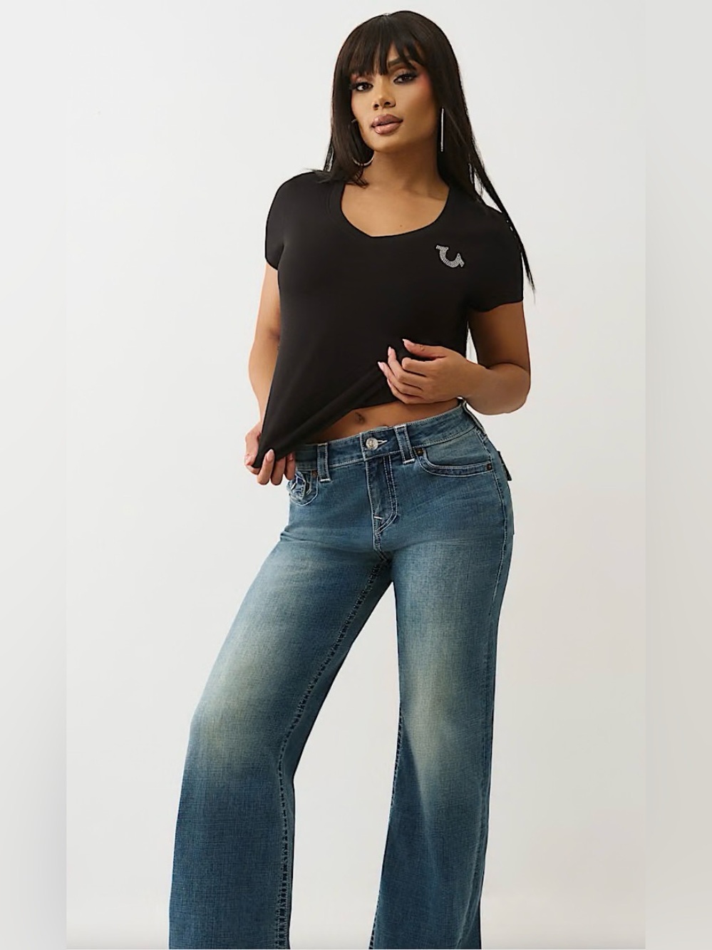 🆕 True Religion | Crystal Buddha V-Neck Tee
